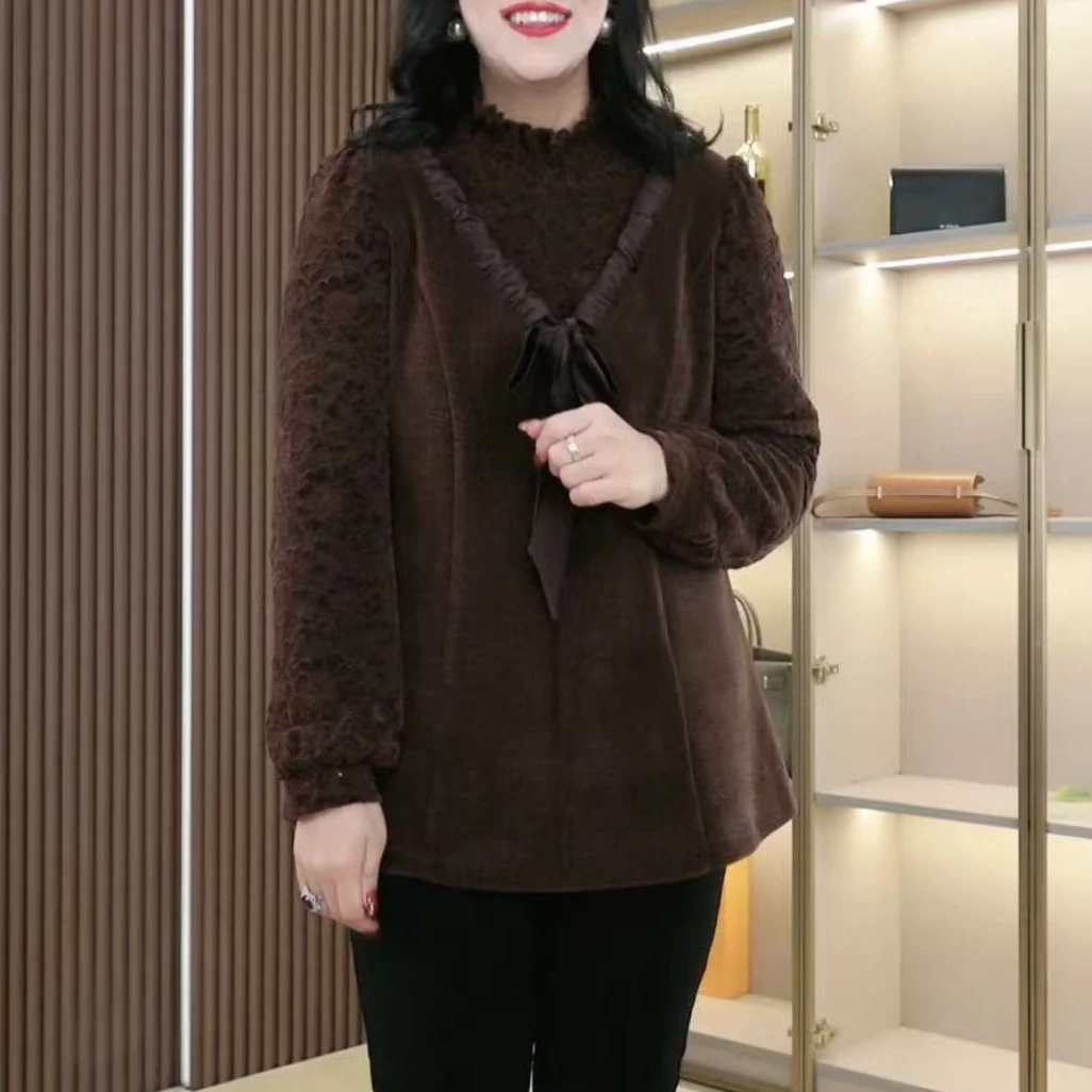 丹思慕大码女装秋季新款蝴蝶结时尚气质显瘦休闲收腰上衣241231