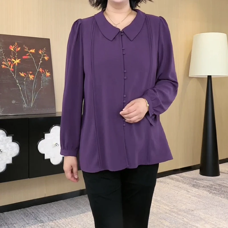 丹思慕大码女装秋季新款气质休闲显瘦减龄百搭纯色衬衫ZB5784长袖