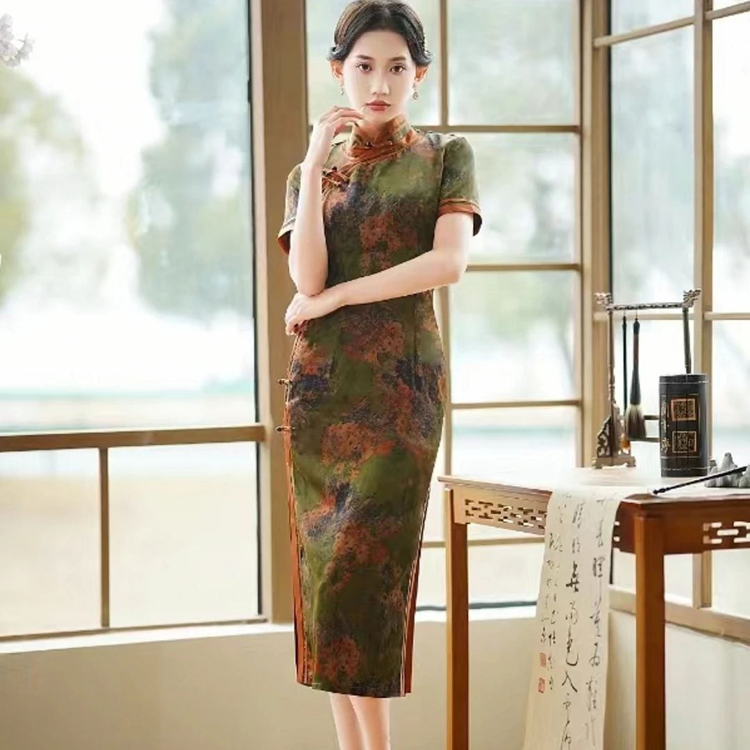 【山花烂漫】上上喜春夏新款复古时尚优雅修身长旗袍