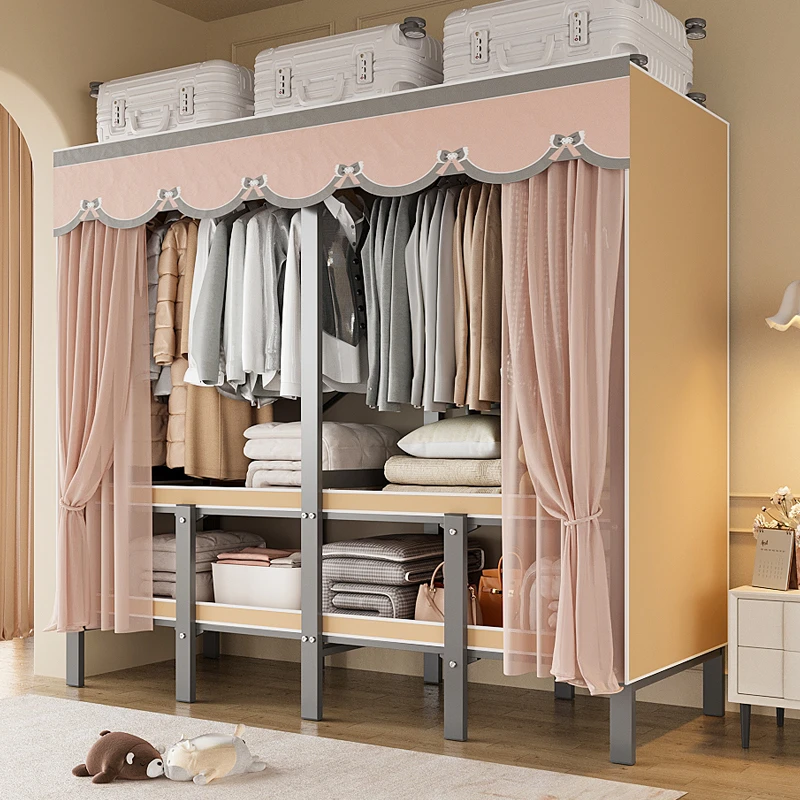 北之木衣柜卧室家用储物衣柜出租房折叠钢制组装衣柜一体式免安装