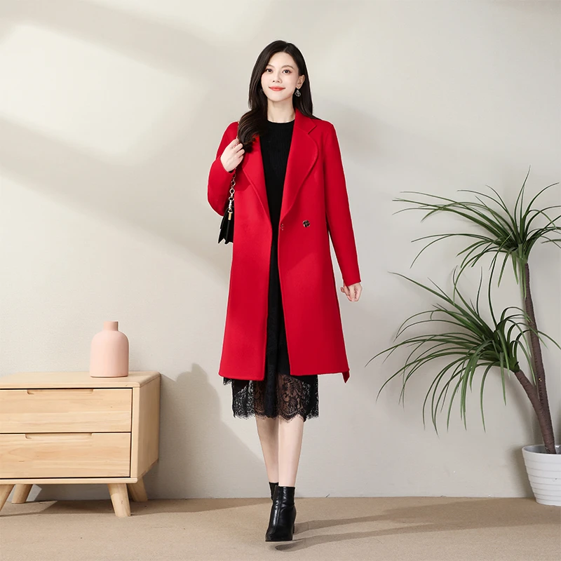 双面羊毛大衣显瘦洋气毛呢外套中长款百搭羊绒绵羊毛大衣正装