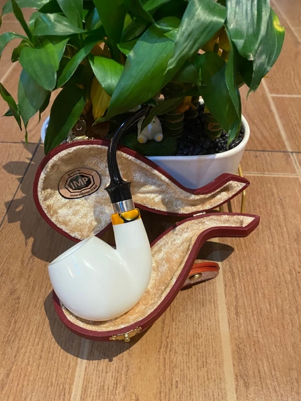 海泡石烟斗lmp光面苹果福尔摩斯弯斗22*42.6