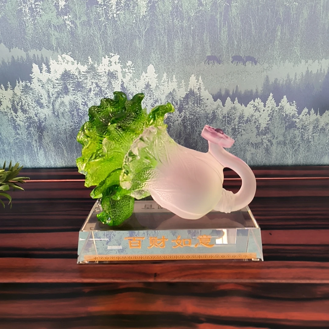 琉璃哥纯手工热塑琉璃《古法白菜》家居饰品装饰摆件精美礼品脱蜡法