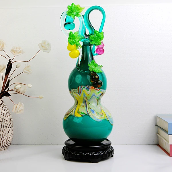 琉璃哥纯手工热塑琉璃《五福葫芦（蓝）》家居饰品 装饰摆件 精美礼品
