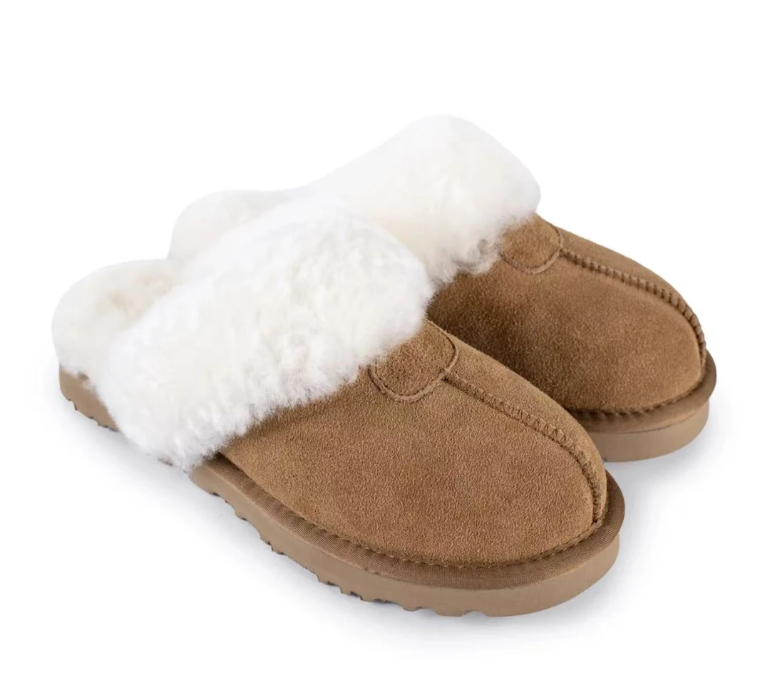 【薄底星拖】桑坡上新半托雪地靴时尚百搭冬季爆款真皮毛休闲