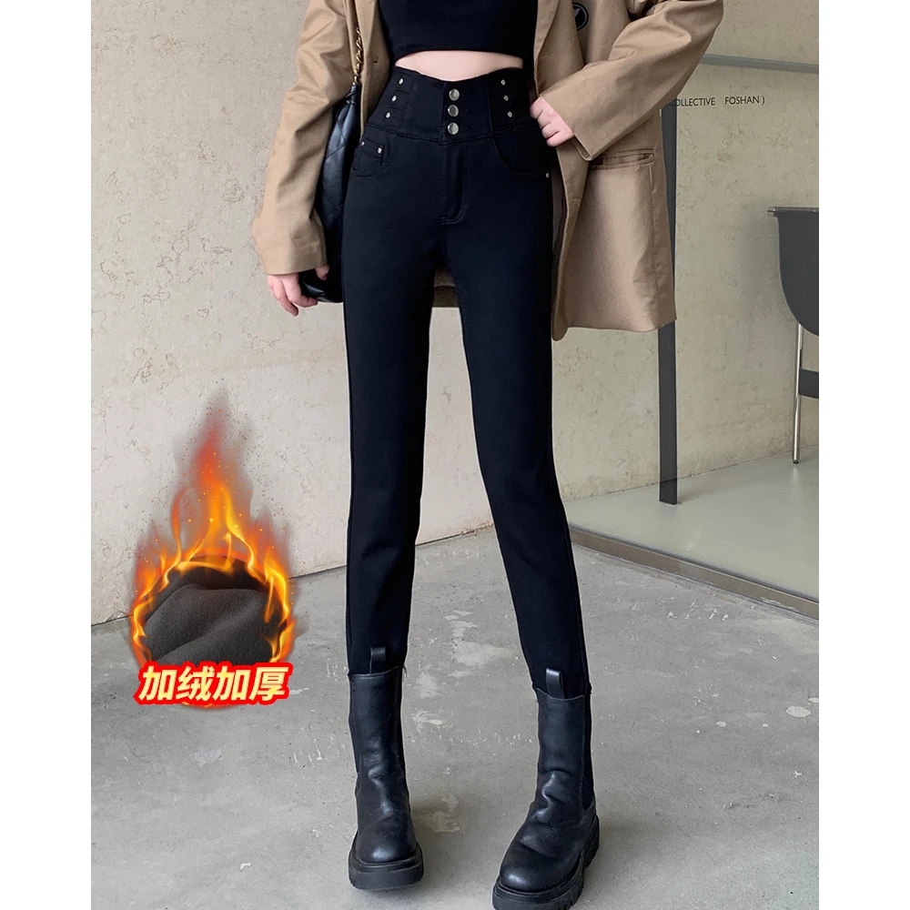 清18102大码女装2024冬季韩版显瘦保暖小脚裤加绒加厚打底裤