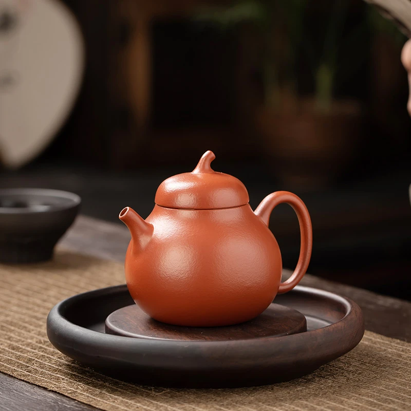 纯手工原矿朱泥紫砂壶正宗名家大红袍茄瓜壶小容量家用功夫泡茶壶