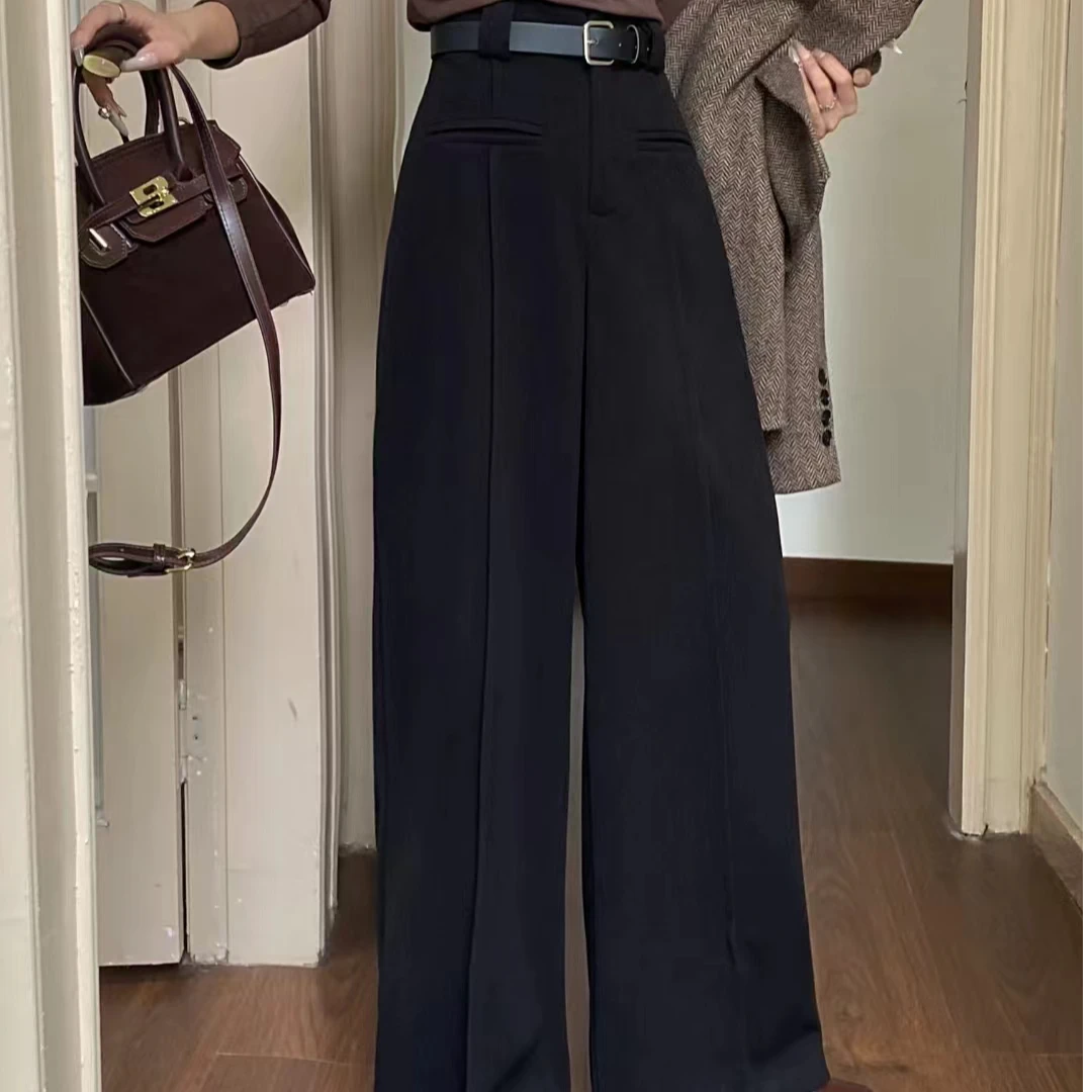 【896】冬季新款毛呢阔腿裤显瘦百搭