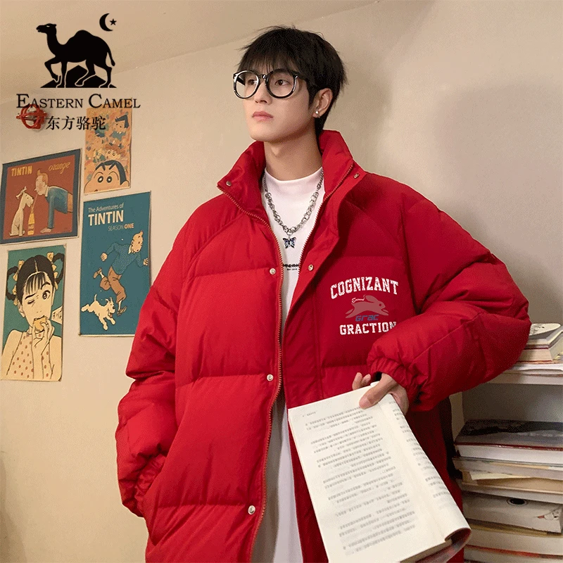 东方骆驼少年日系复古加厚立领拼接棉服外套男士情侣宽松棉袄棉衣