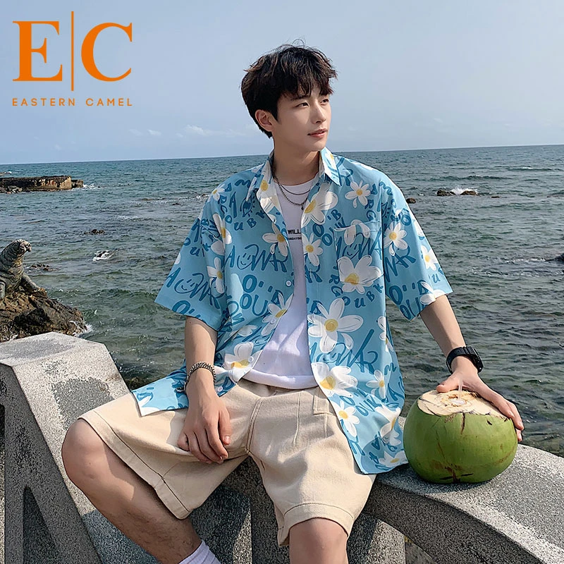 夏威夷花衬衫男士短袖夏季薄款潮牌沙滩衬衣大码潮流宽松休闲外套