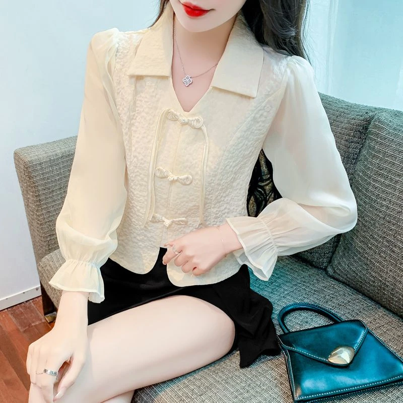 春装女2025年新款别致漂亮小衫设计感小众新中式显瘦气质衬衫上衣