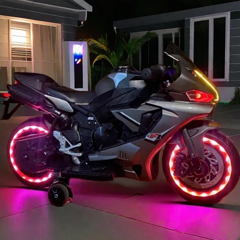 加大儿童电动摩托车防侧翻童车可坐人三轮车越野充电炫酷玩具车