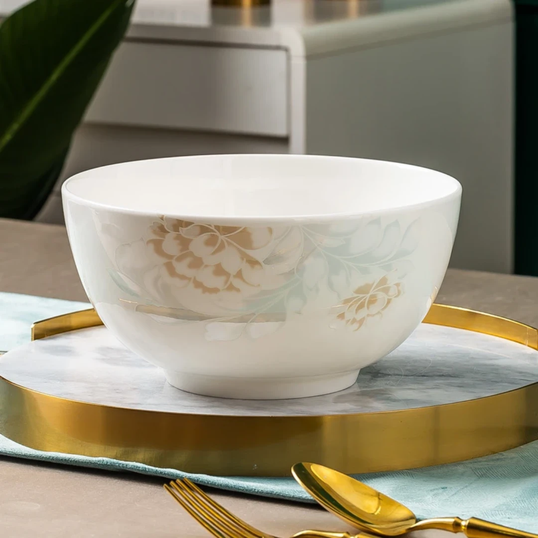 景德镇高温陶瓷青雅8英寸大汤碗1个装