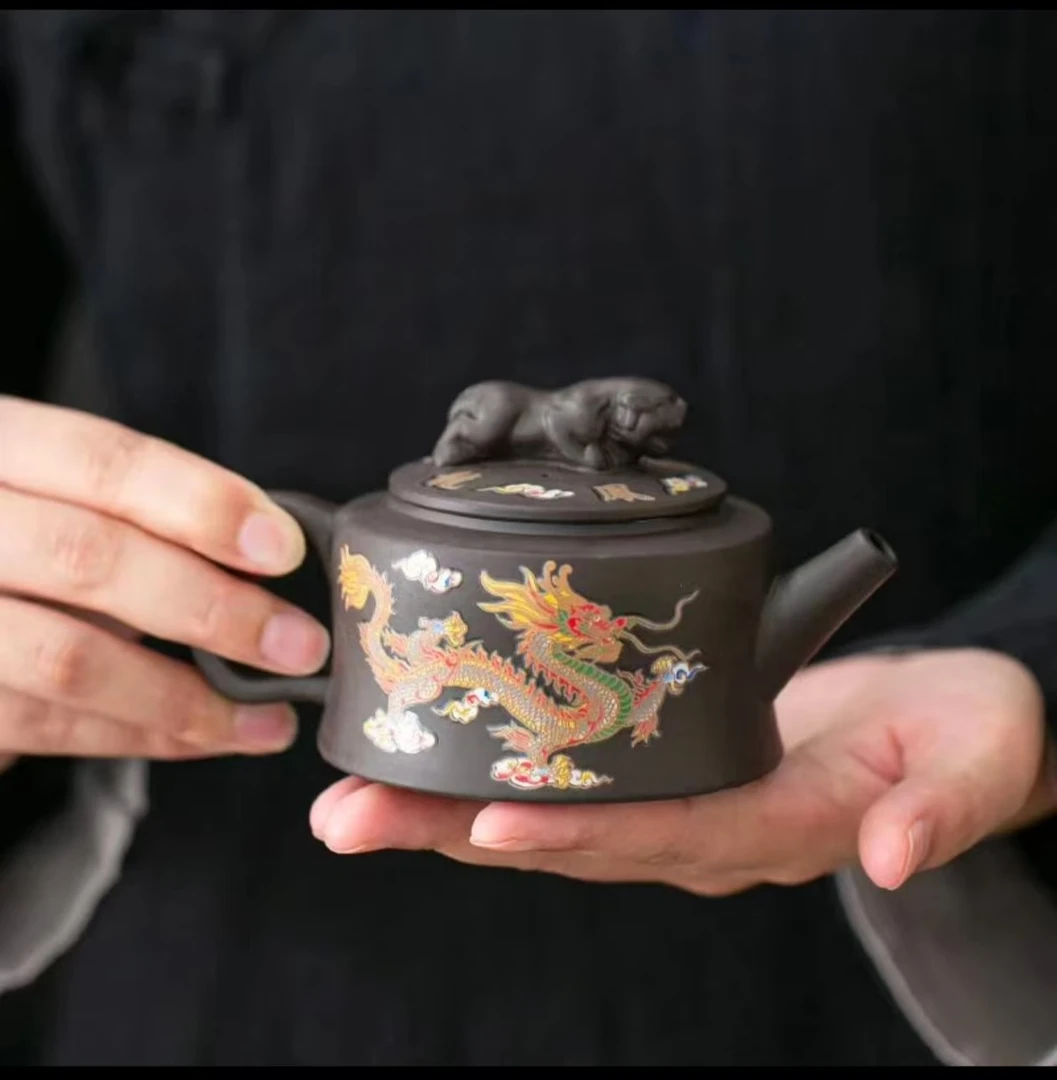 手工老紫泥卧虎藏龙凤鸣壶E2