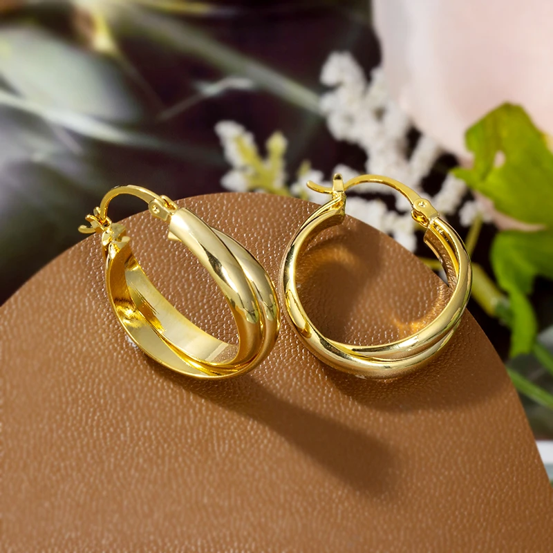 铜合金耳饰 【五金女孩】耳环时尚复古金色素圈耳坠百搭个性498