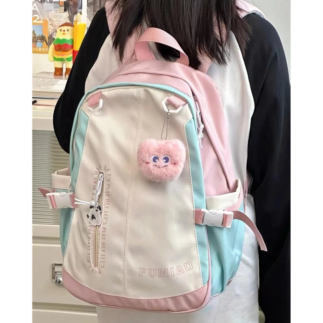 日系ins初中生高中学生书包女 可爱少女百搭大容量双肩包上课背包