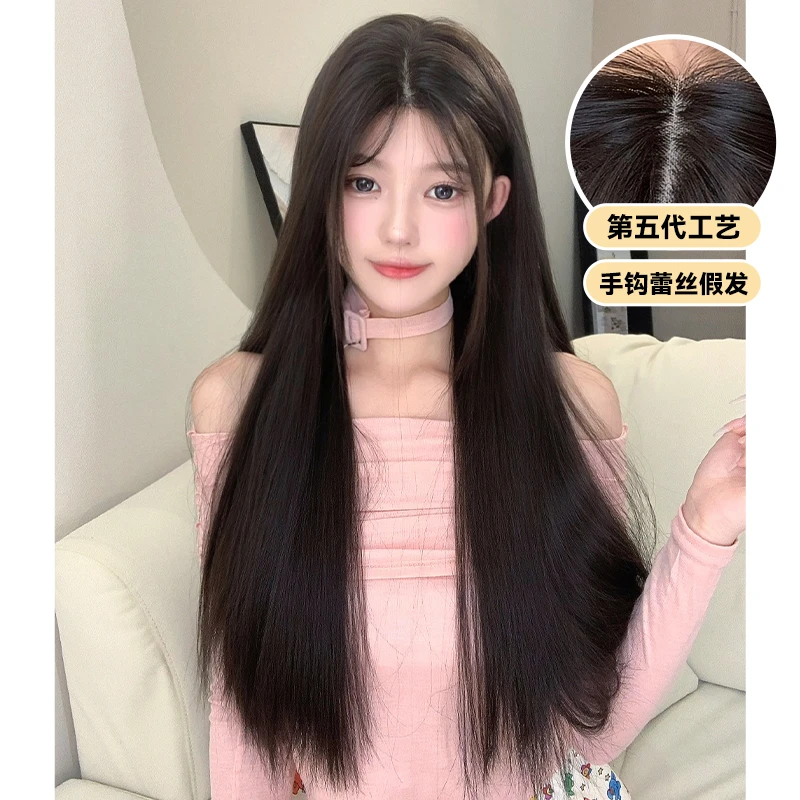 束朵假发中分五层手织时尚长直发日常网红风Lolita全套头式