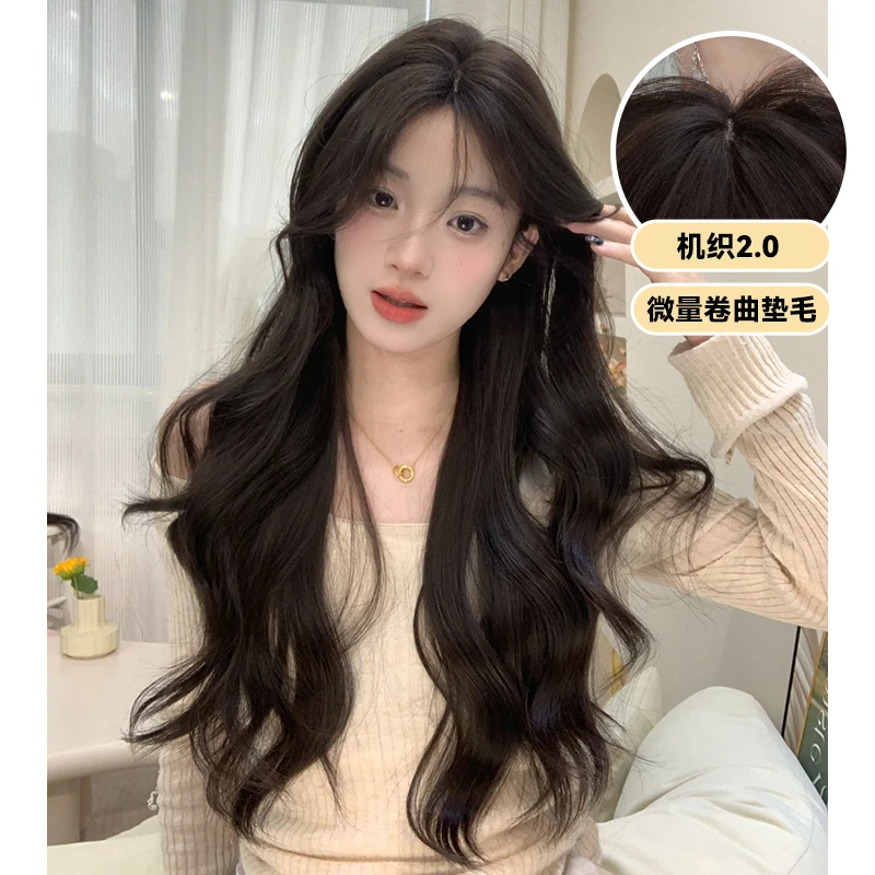束朵假发女中分刘海长卷发lolita修脸网红jk全头套减龄气质修饰