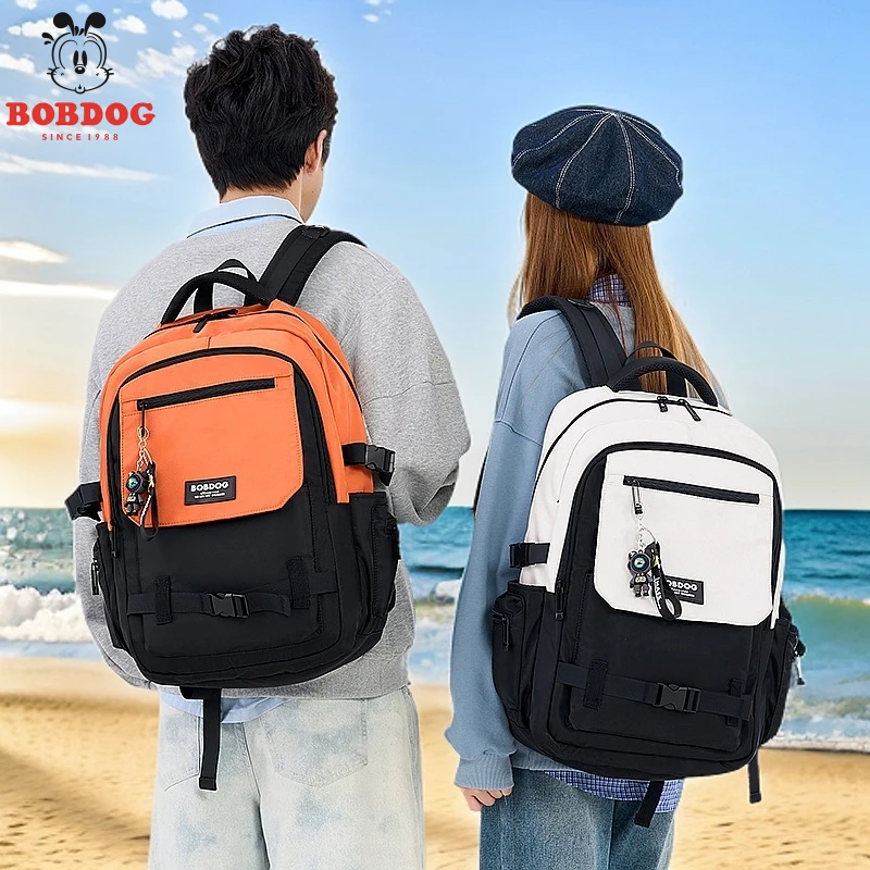 Bobdog/巴布豆新款潮流大容量双肩包男女初中生书包大学旅行背包