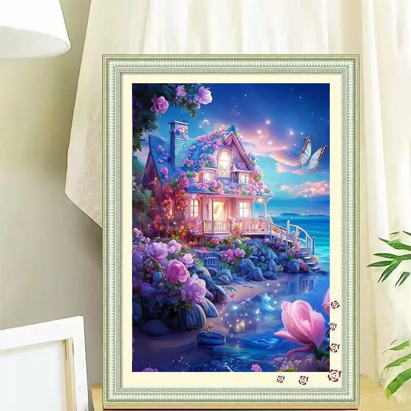 【十字绣】海景房-四股满绣 大格棉线65*85厘米（需要自己绣）