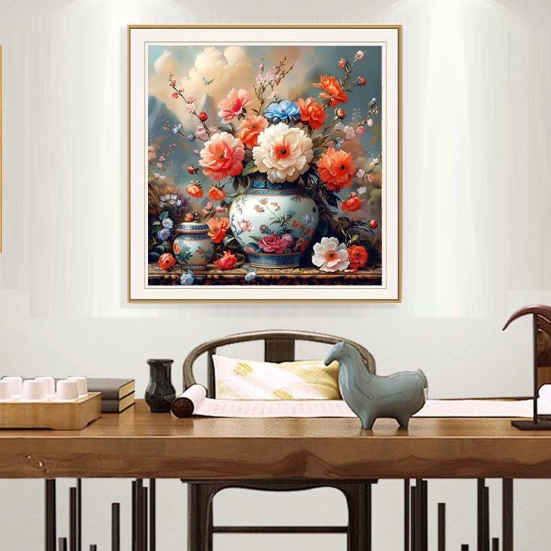 【十字绣】富贵平安-四股满绣 棉线75*75厘米（需自己绣）