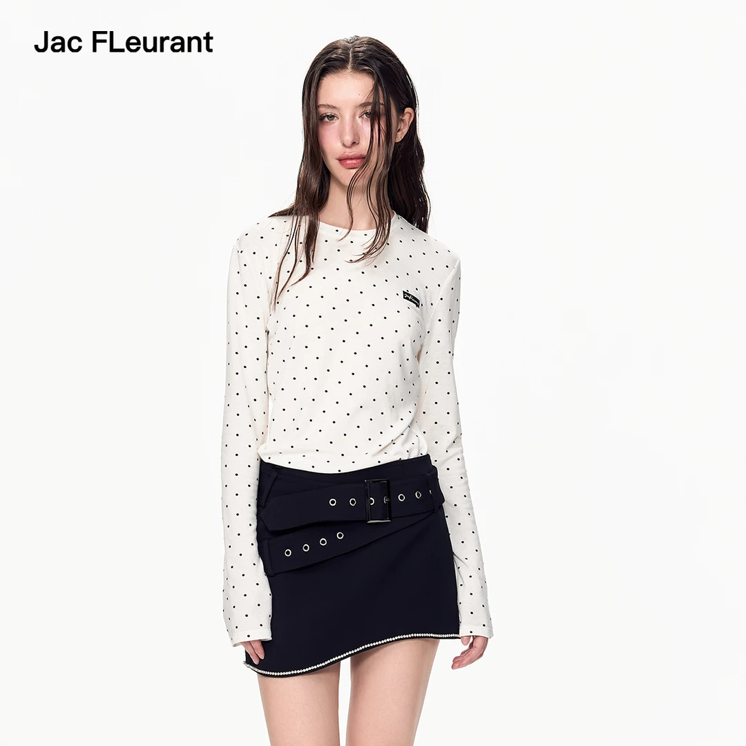 JAC FLEURANT2024新品波点白色上衣打底衫简约内搭时髦百搭