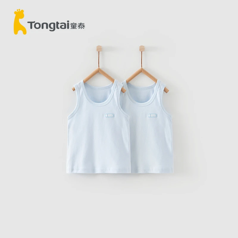 Tongtai/童泰3月-4岁婴幼儿男女宝宝纯棉圆领无袖上衣背心2件装