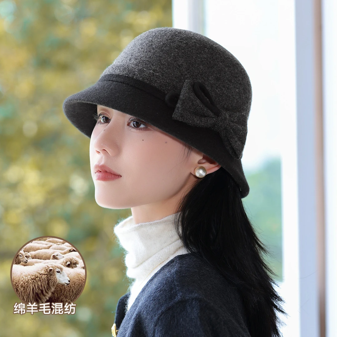 帽子女款2025网红款秋冬羊毛保暖高档渔夫帽高级感时尚显脸小盆帽