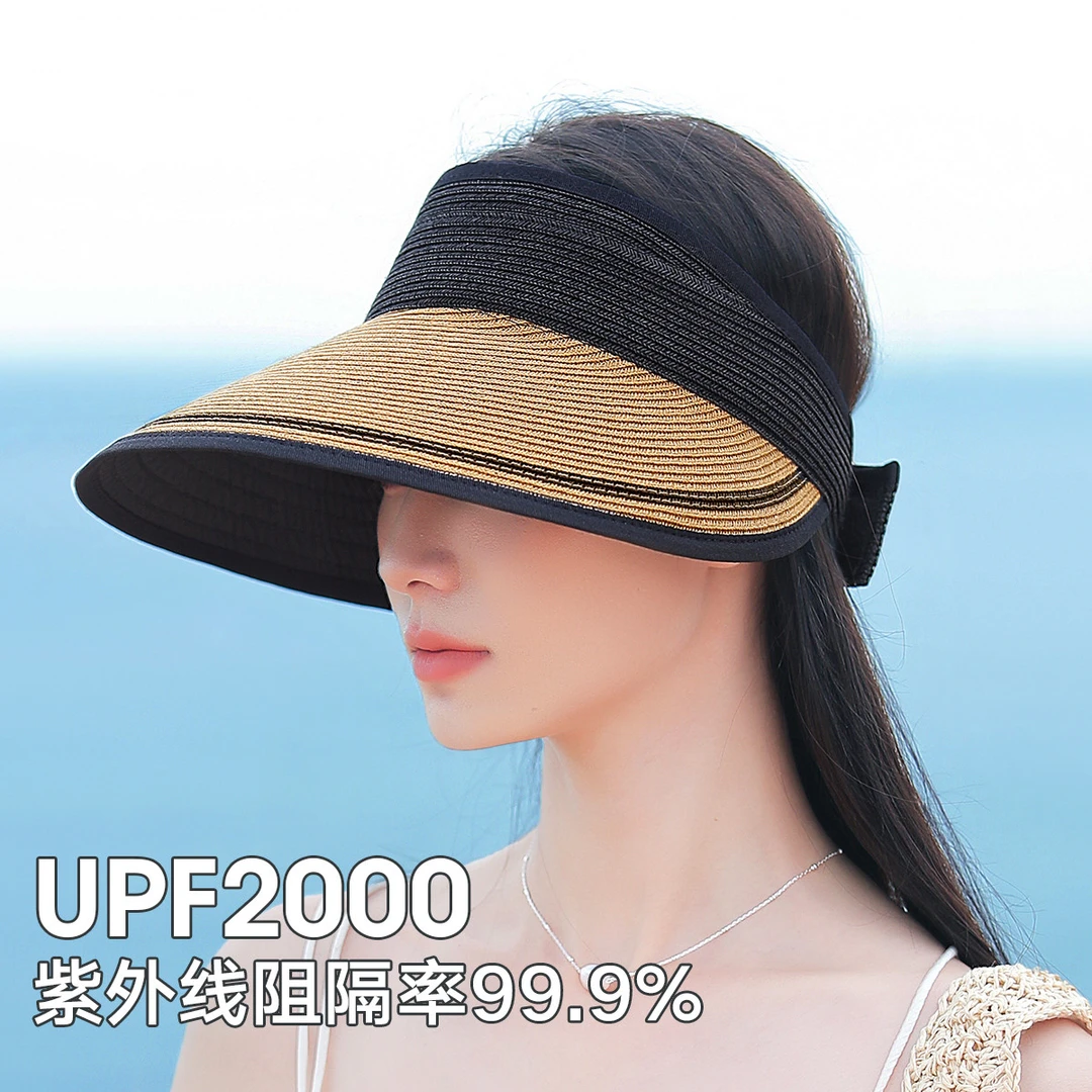 【防紫外线】2025春夏大檐草帽高级感女士时尚空顶帽遮阳防晒太阳帽
