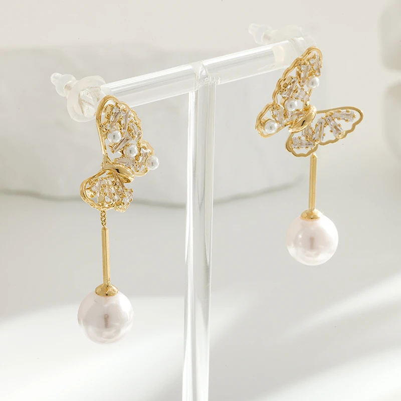 合金仿珍珠耳饰 拉芙尼耳饰系—舞蝶 OYB4731