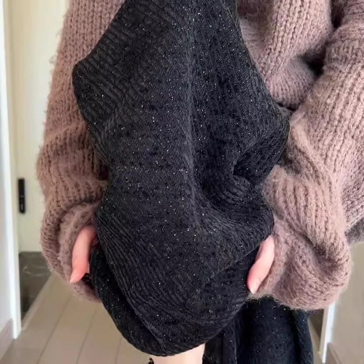 闪闪发亮时尚垂感阔腿裤女冬季新款加绒加厚慵懒感显瘦百搭休闲裤