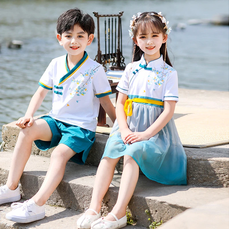 木偶巴士儿童服装男女童汉服民国风班服中国风夏装幼儿表演服