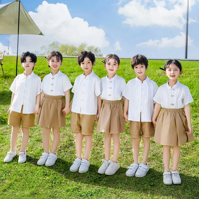 木偶巴士中小学生夏款国风校服班服幼儿园园服儿童合唱表演服套装