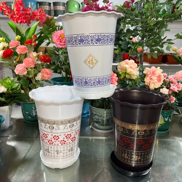 高筒仿瓷加厚树脂花盆可种果树兰花发财树等