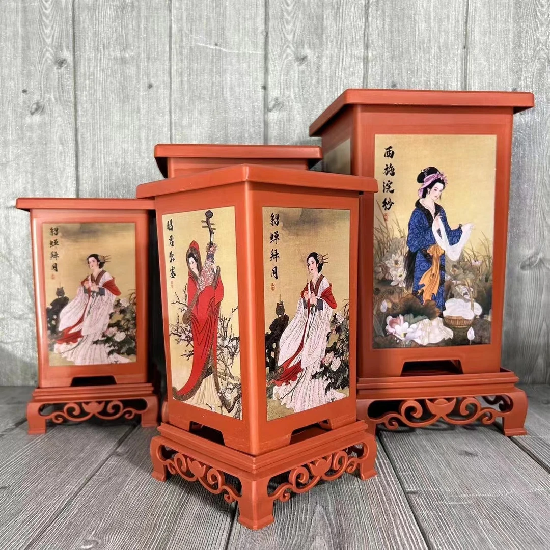 高档古典美女花盆加厚树脂塑料材质方形兰花专用花盆君子兰长寿花