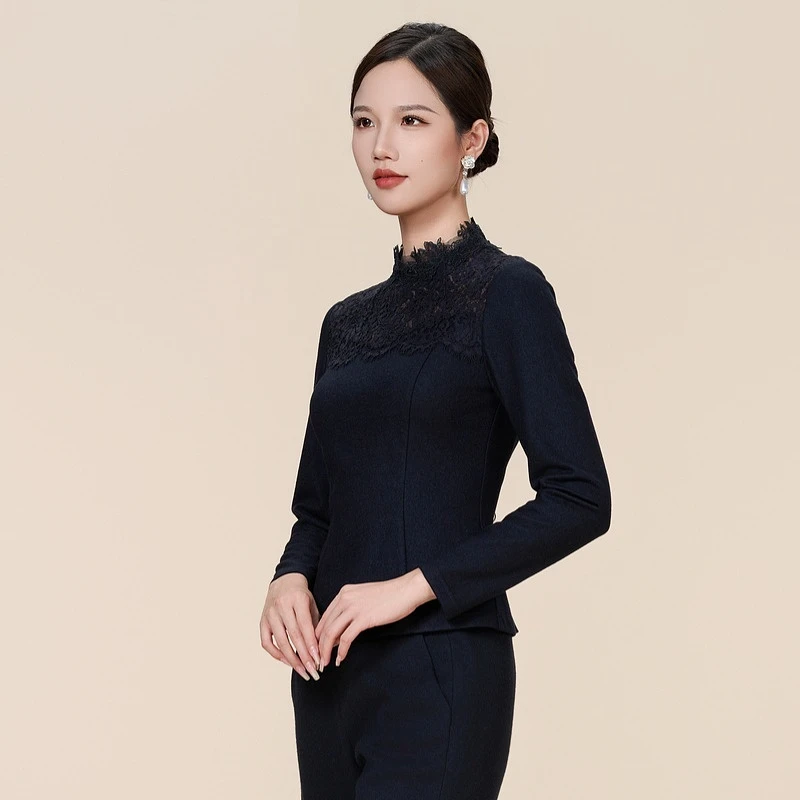 SUSSI/古色古色冬季新品黑色高级时尚收腰上衣女装气质