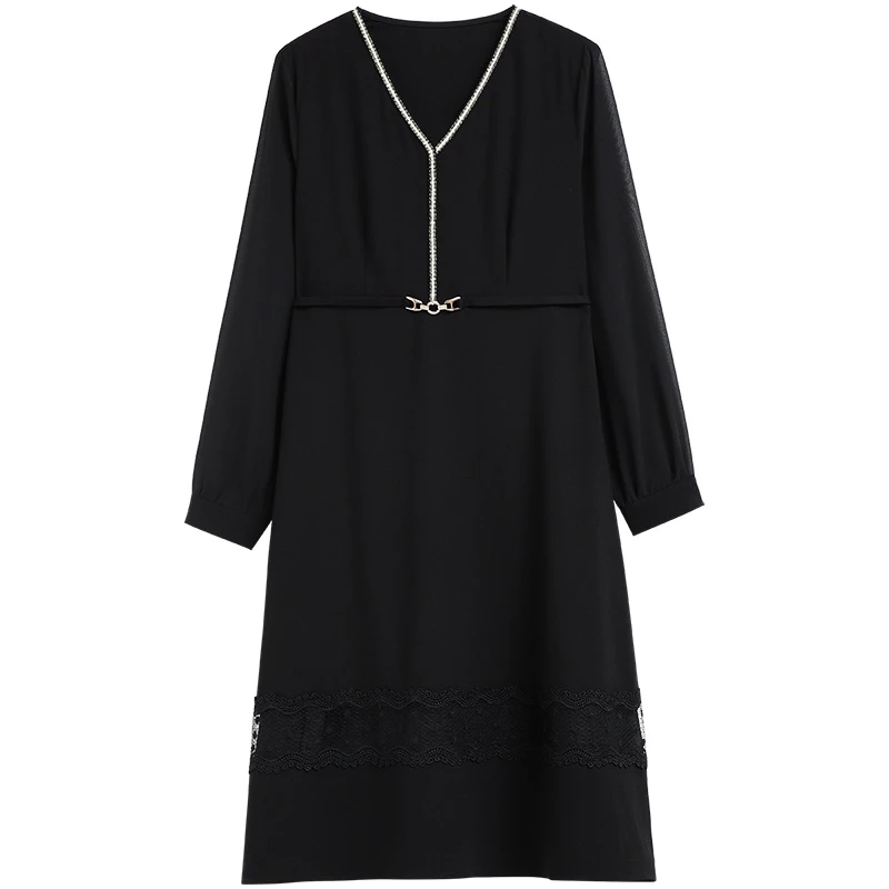 V领长袖连衣裙女款韩版227728