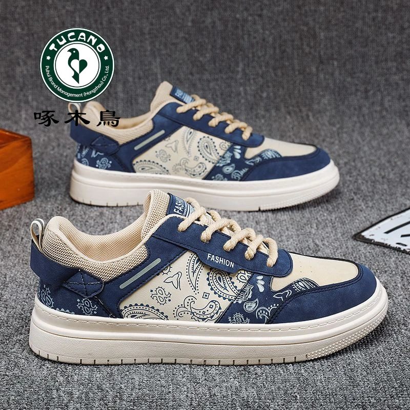 正品啄木鸟男鞋2024帆布鞋运动休闲板鞋韩版潮流学生厚底增高潮鞋