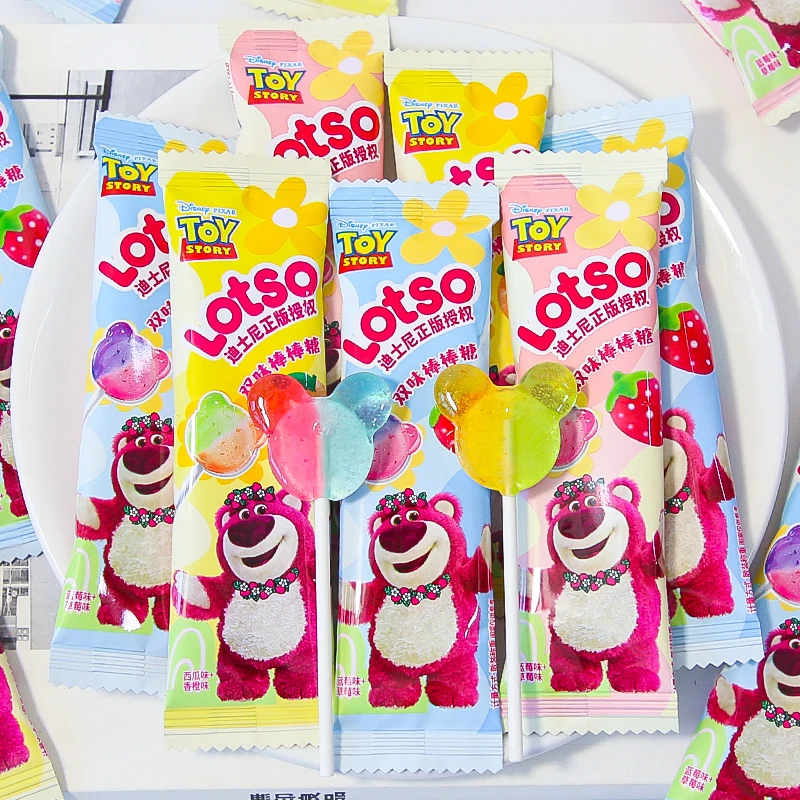 迪士尼草莓熊双味棒棒糖儿童节网红高颜值爆款糖果零食散装批发