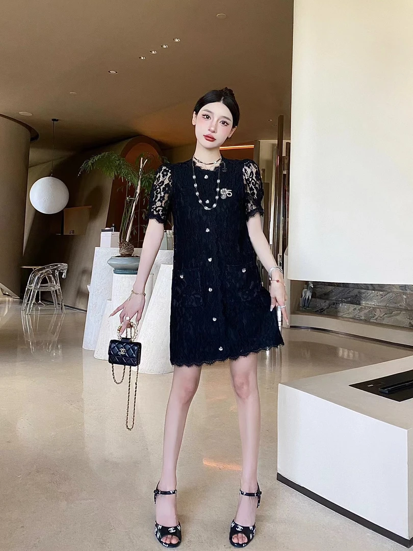 【晨浠定制】新款气质轻奢蕾丝温柔连衣裙6262