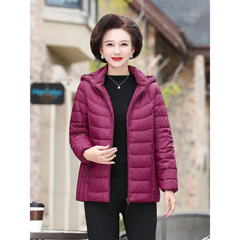 2023新款羽绒服女年轻妈妈装轻薄可脱卸帽中老年洋气减龄冬季外套
