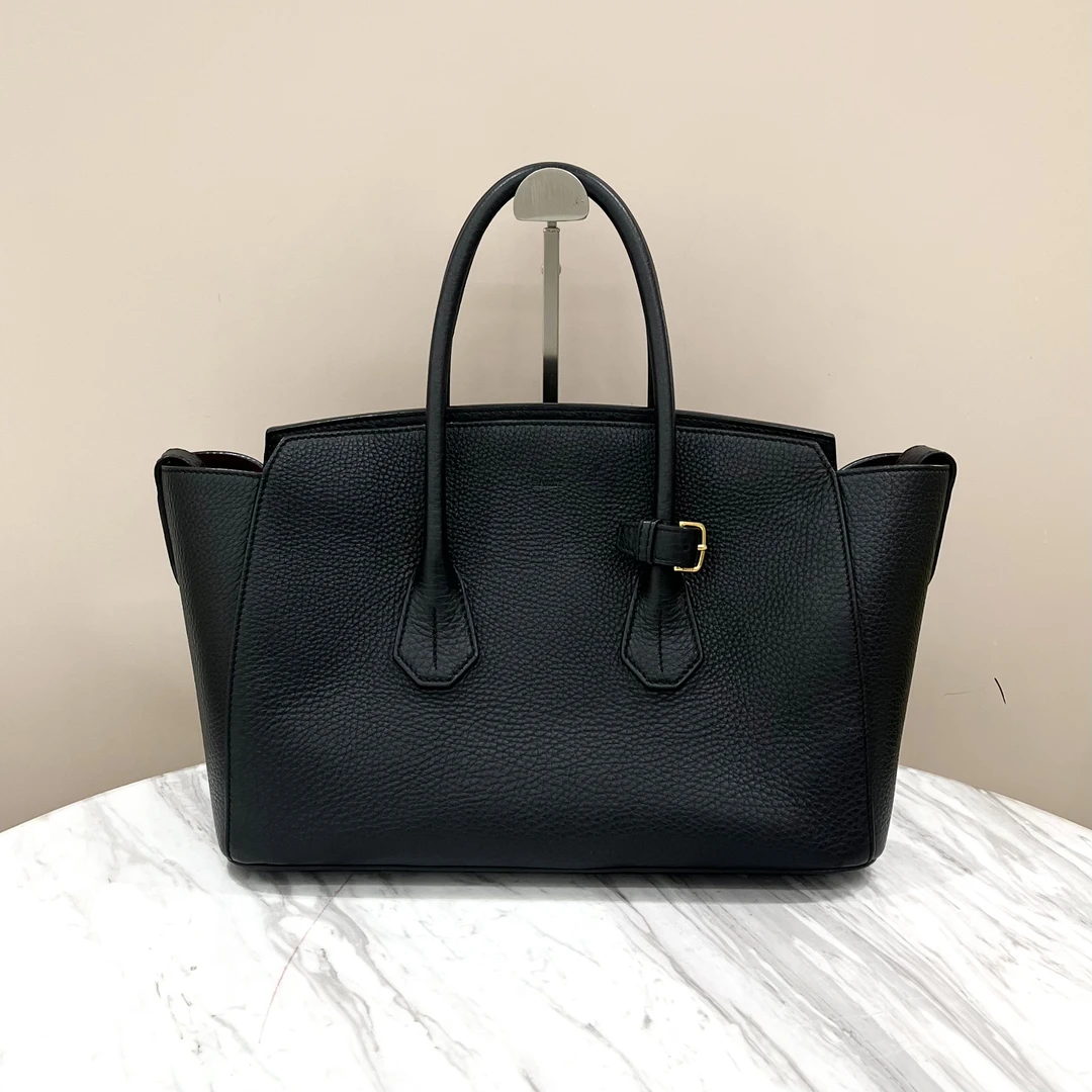 99新 BALLY/巴利 黑色全皮手提托特包，98新 尺寸约35*23