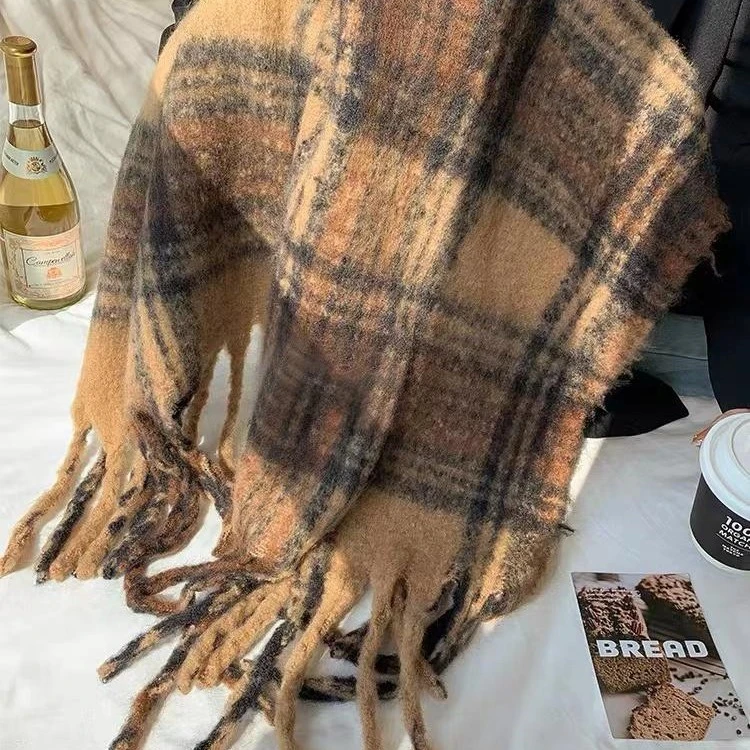 【美拉德】高级复古感格子围巾女百搭休闲保暖学生秋冬季格纹围脖潮