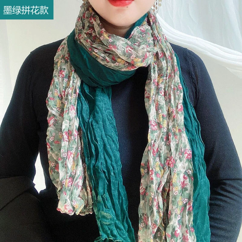 印花围巾女款爆款2023新款棉麻手感披肩薄款百搭保暖长款秋冬洋气