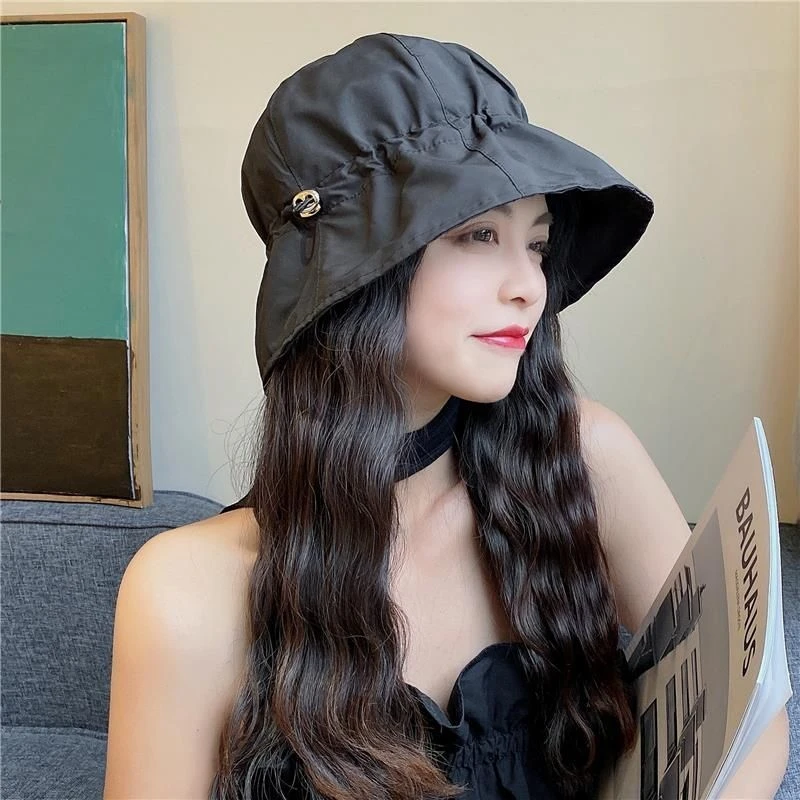 太阳帽遮阳帽防晒防紫外线轻薄款渔夫帽子女夏天凉帽显脸小可调节