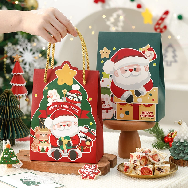 圣诞节礼盒包装糖果雪花酥曲奇饼干牛轧糖糯米船烘焙手提礼品袋子
