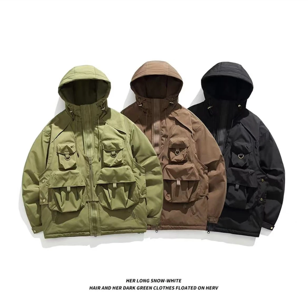 920-工装羽服男士短款宽松大码冬季加厚潮牌连帽羽服