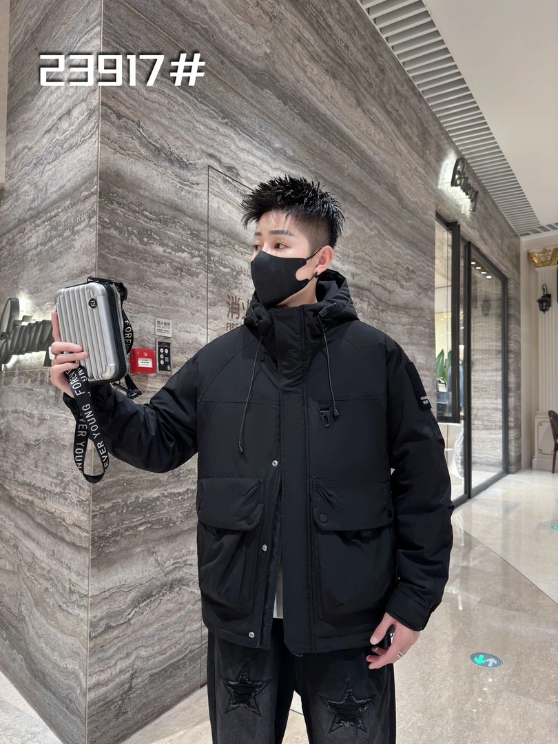 23917  品牌保暖加厚大口袋 连帽工装羽服夹克外套男女同款