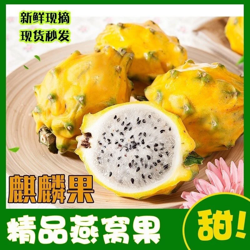【特价优惠】新鲜燕窝果麒麟果黄色火龙果热带水果果肉细腻香甜