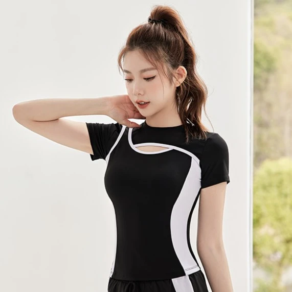 【姗姗快跑】33503 夏季瑜伽服女透气运动跑步t恤显瘦健身服短袖